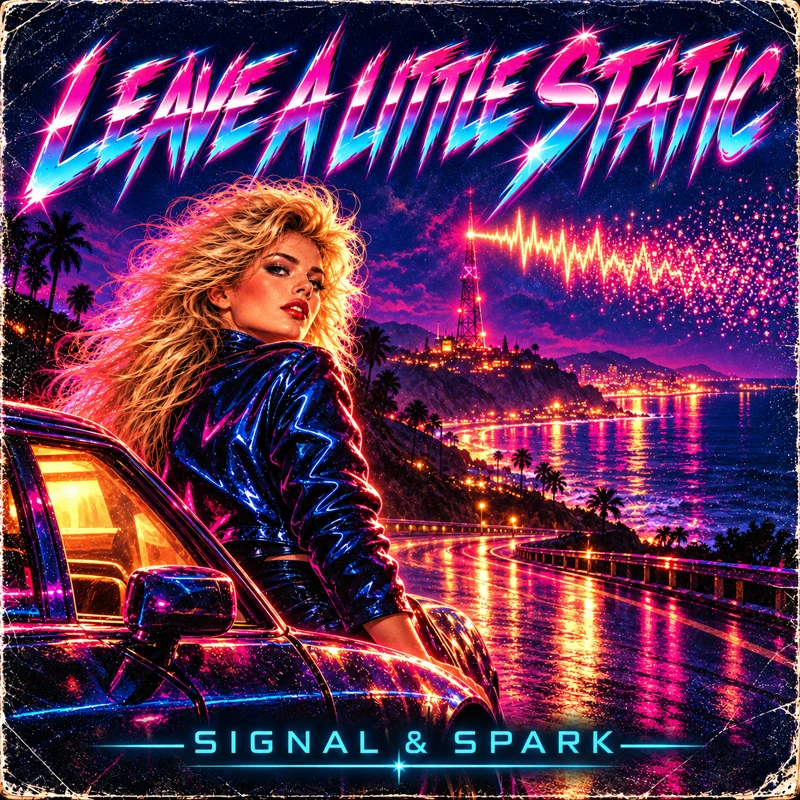 Jamie Ryder in a blue jacket, framed by neon light on the Leave a Little Static cover